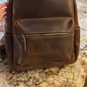 Brown Leather Men's Backpack
